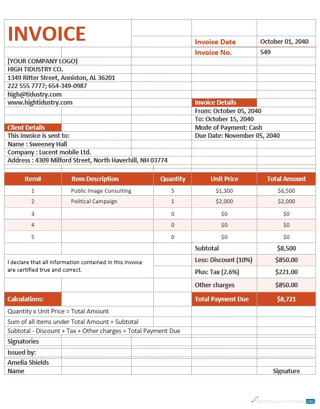 Download Simple Advertising Agency Invoice Template Photoshop template